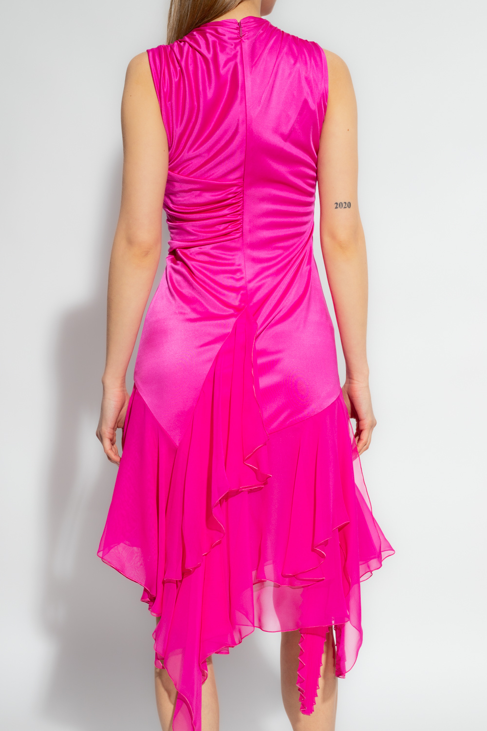GenesinlifeShops GB - Lace Panel Bardot Maxi Dress - Pink Sleeveless dress  Versace