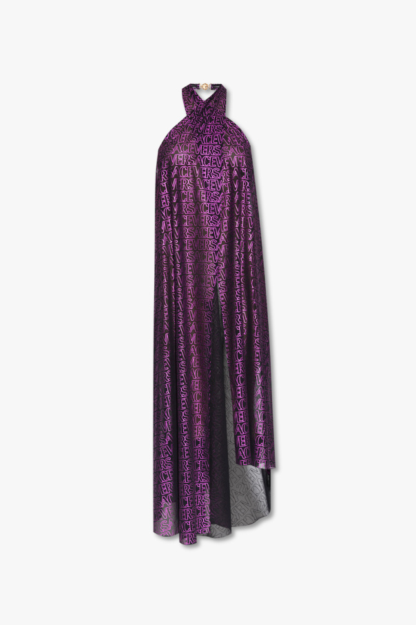 Versace lamé-effect empire line dress