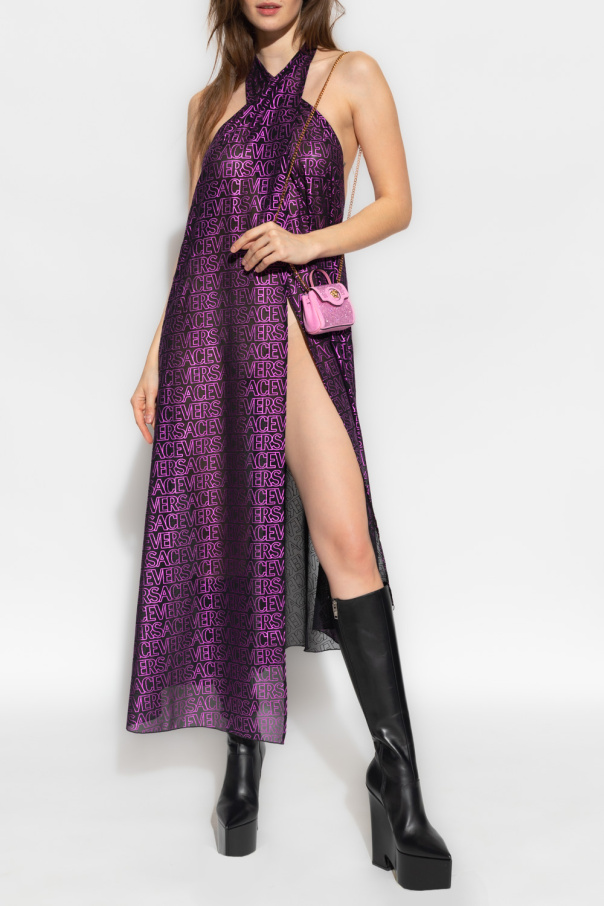 Versace lamé-effect empire line dress