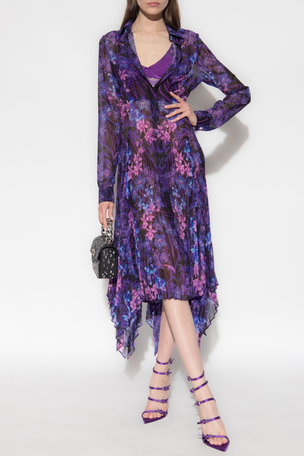 Versace Sukienka z nadrukiem ‘Orchid Barocco’