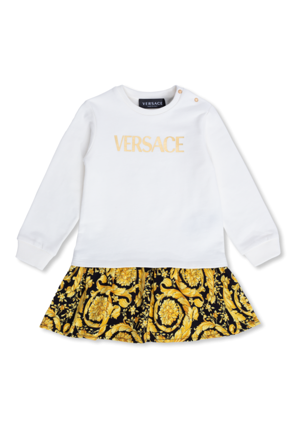 Versace Kids Calça Zinco Mom Cós Alto Com Pregas Jeans