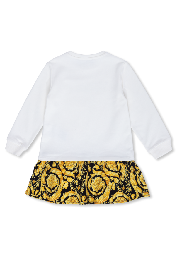 Versace Kids Calça Zinco Mom Cós Alto Com Pregas Jeans