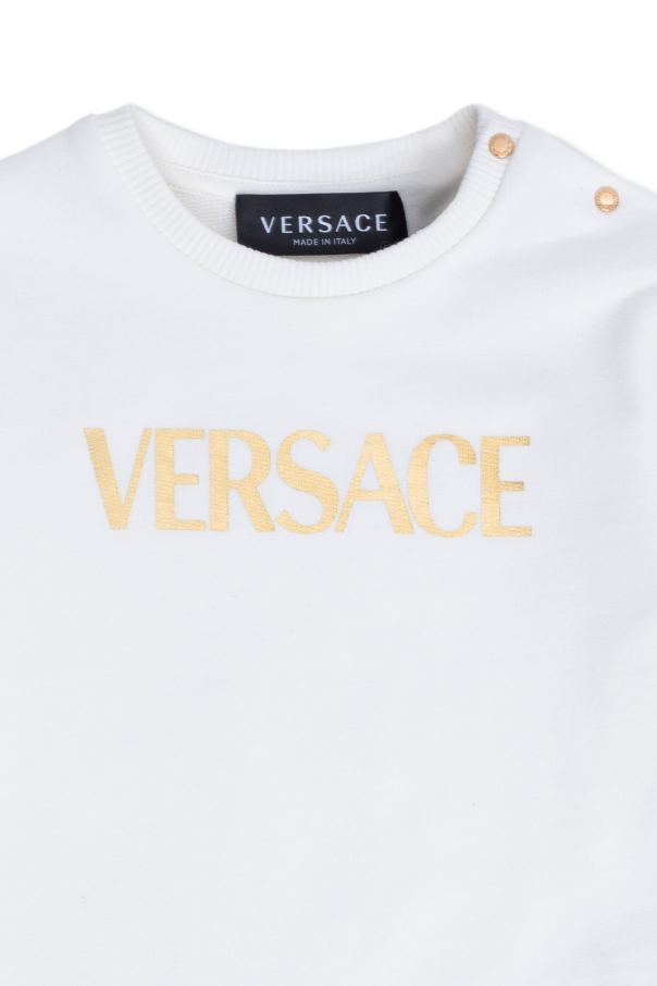 Versace Kids Calça Zinco Mom Cós Alto Com Pregas Jeans