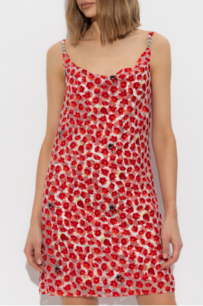 Versace Drapowana sukienka z motywem kwiatowym