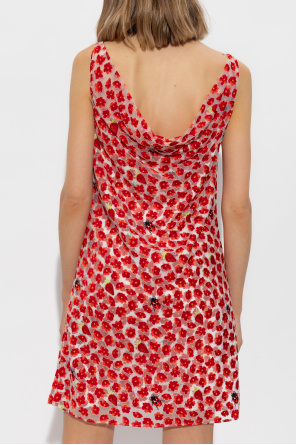 Versace Drapowana sukienka z motywem kwiatowym