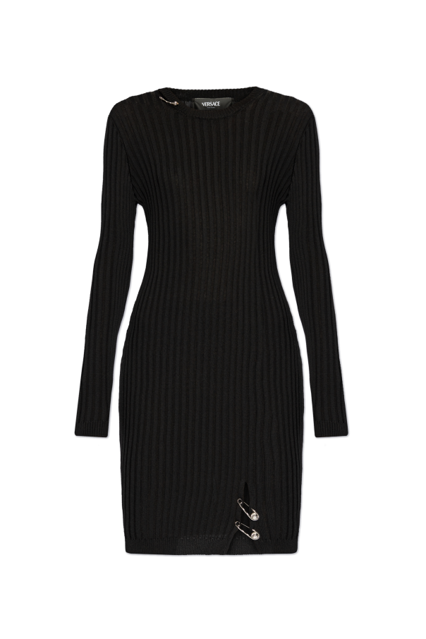 Versace Ribbed dress with decorative pins