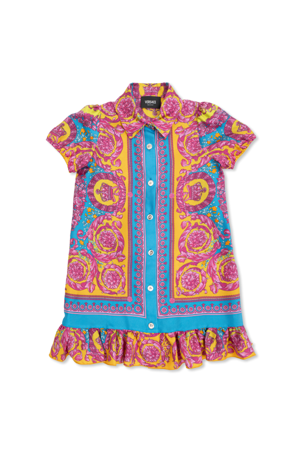 Silk dress with a ruffle od Versace Kids