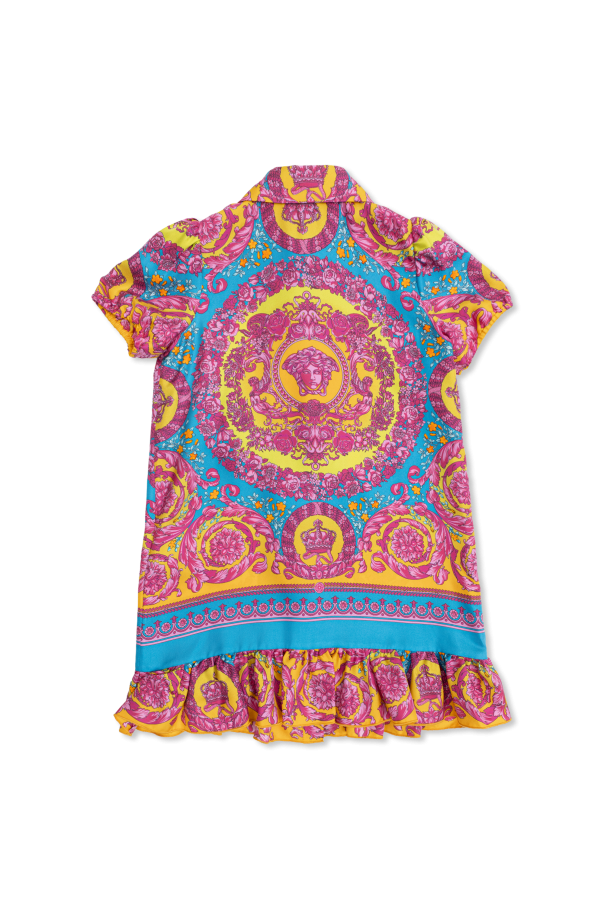 Versace Kids Vestido de seda con volante