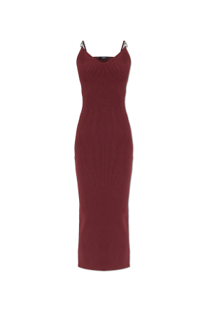 Ribbed dress with single slit