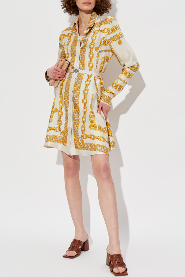 Versace Vestido con estampado Gold Chain Stripes