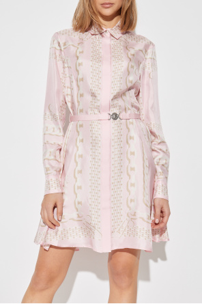 Versace Vestido de seda con patrón Barocco Chain