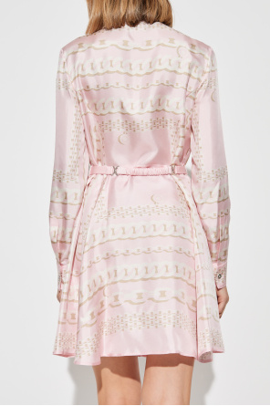 Versace Vestido de seda con patrón Barocco Chain