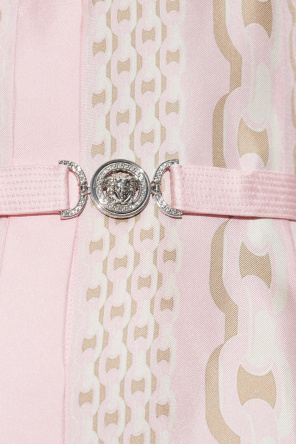 Versace Vestido de seda con patrón Barocco Chain