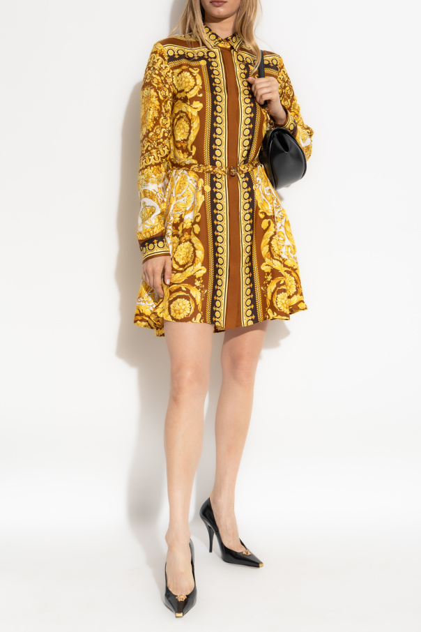 Versace Vestido de seda con cinturón