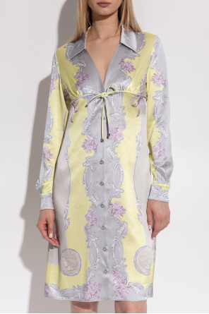 Versace Vestido de seda con estampado Medusa Cameo