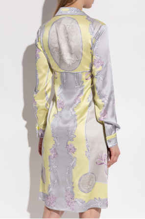 Versace Vestido de seda con estampado Medusa Cameo