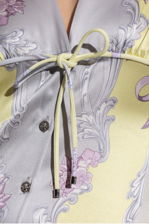 Versace Vestido de seda con estampado Medusa Cameo