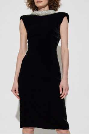 Versace Vestido de terciopelo con cristales brillantes