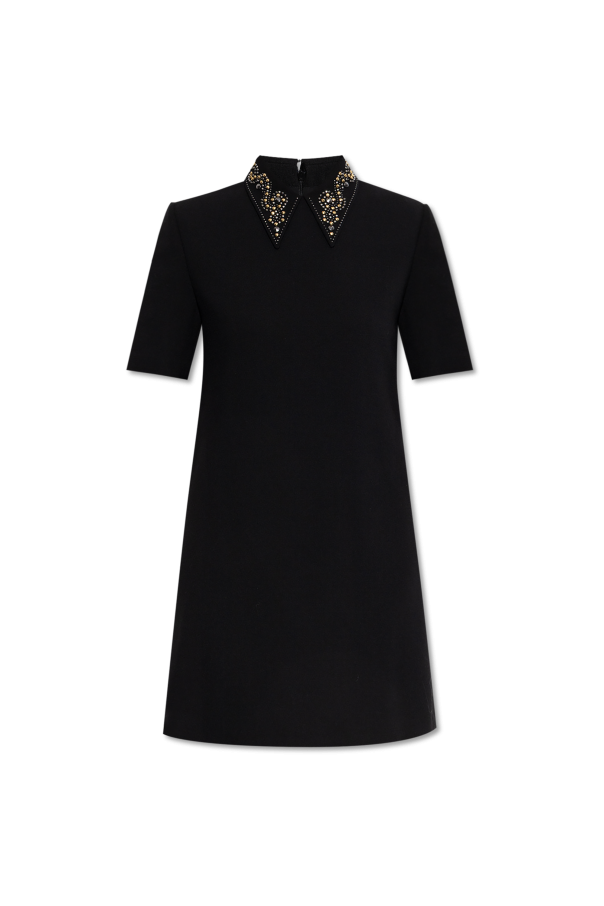 Dress with appliqués on the collar od Versace