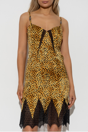 Versace Vestido de seda con estampado animal