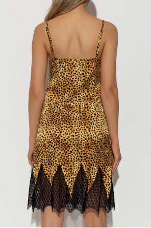 Versace Vestido de seda con estampado animal