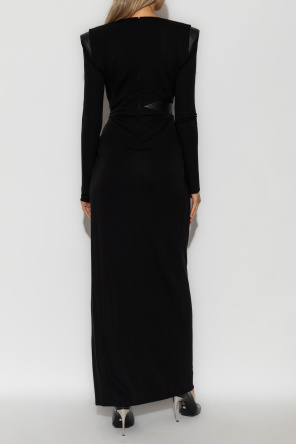 Versace Long dress with leather inserts