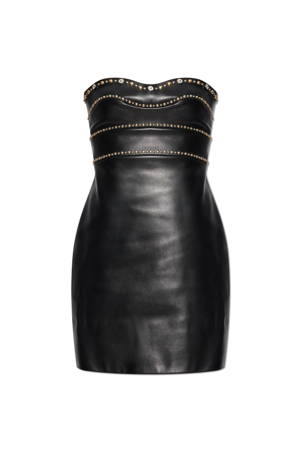 Leather off-shoulder dress od Versace