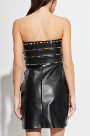 Versace Schulterfreies Lederkleid
