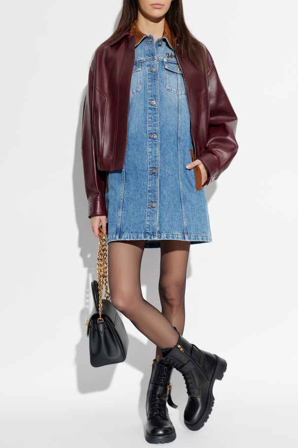 Versace Jeansowa sukienka z kieszeniami