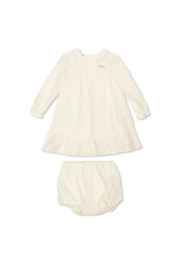 Cotton dress with embroidered logo od Versace Kids