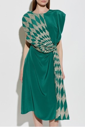 Versace Vestido de seda com cristais cintilantes