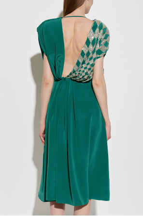 Versace Vestido de seda com cristais cintilantes
