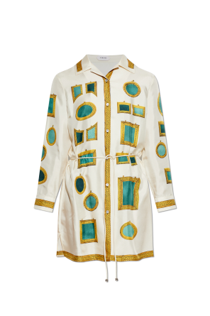 Silk dress with "The Gallery" print