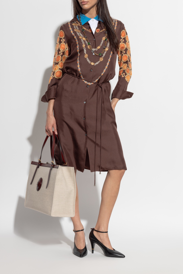 Versace Vestido de seda con estampado "The Lover"
