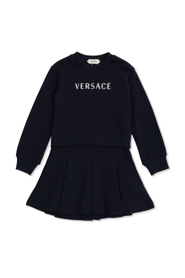 Cotton dress with embroidered logo od Versace Kids