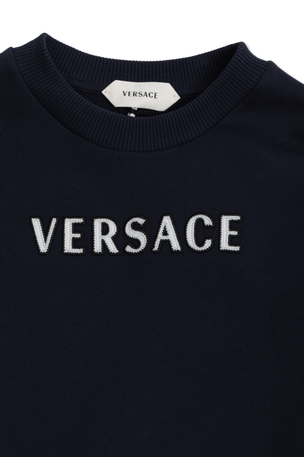Versace Kids Bawełniana sukienka z wyszytym logo