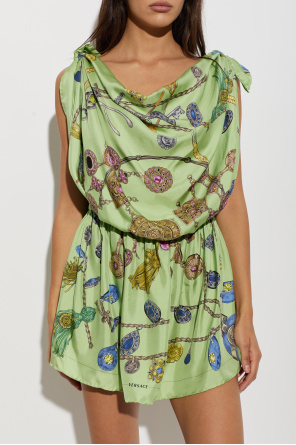 Versace Vestido de seda con estampado "Broken Jewels"