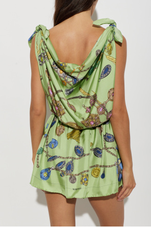 Versace Vestido de seda con estampado "Broken Jewels"