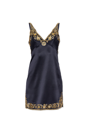 Vestido de seda con apliques