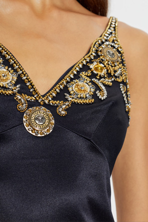 Versace Seidenkleid mit Applikationen