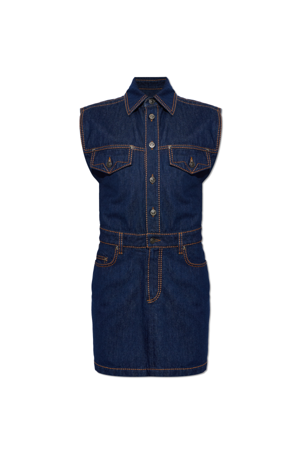 Sleeveless denim dress od Versace
