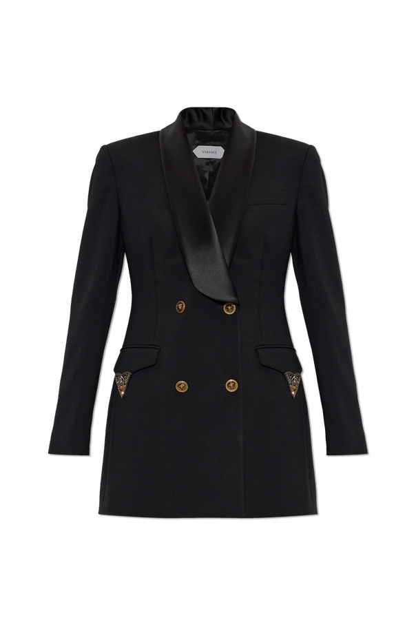 Wool blazer with sewn-on appliqués od Versace