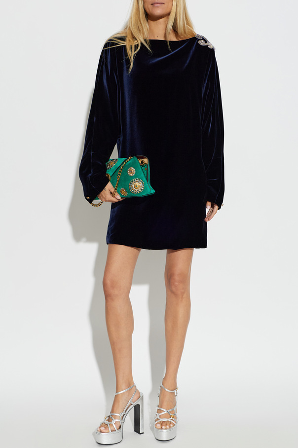 Versace Samtkleid mit langen Ärmeln