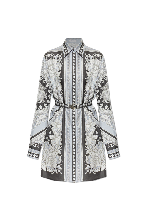 Silk dress with print ‘Neoclassical Barocco’ od Versace