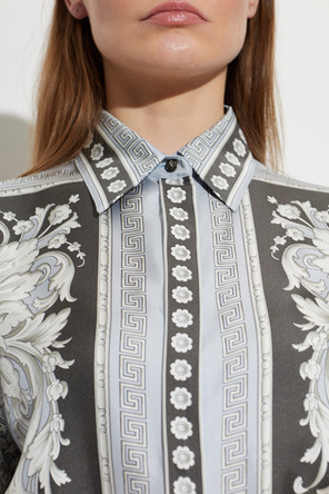 Versace Една копринена рокля с принт ‘Neoclassical Barocco’