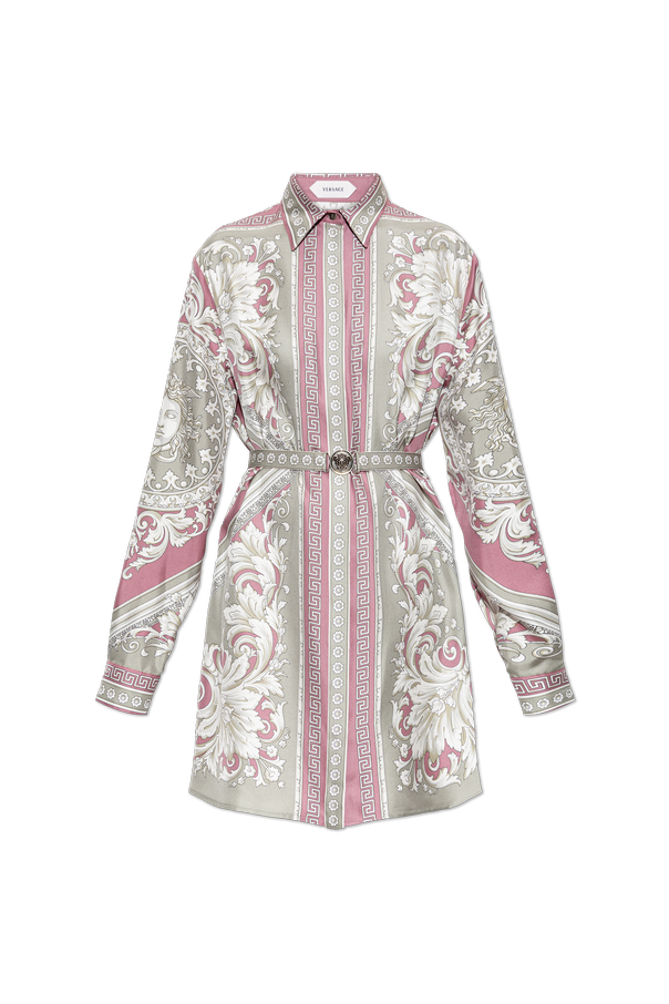 Versace Vestido de seda com estampado ‘Neoclassical Barocco`