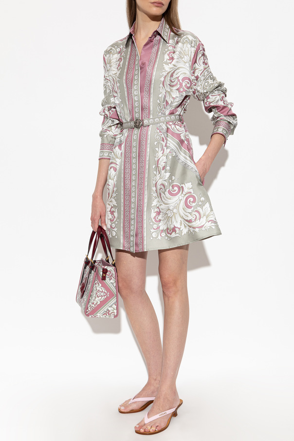 Versace Vestido de seda com estampado ‘Neoclassical Barocco`