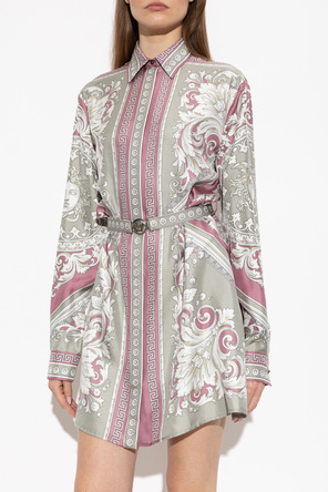 Versace Vestido de seda com estampado ‘Neoclassical Barocco`