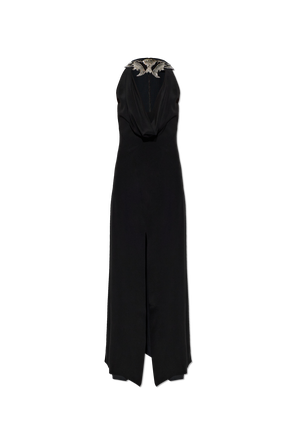 Vestido de seda com aplicações brilhantes
