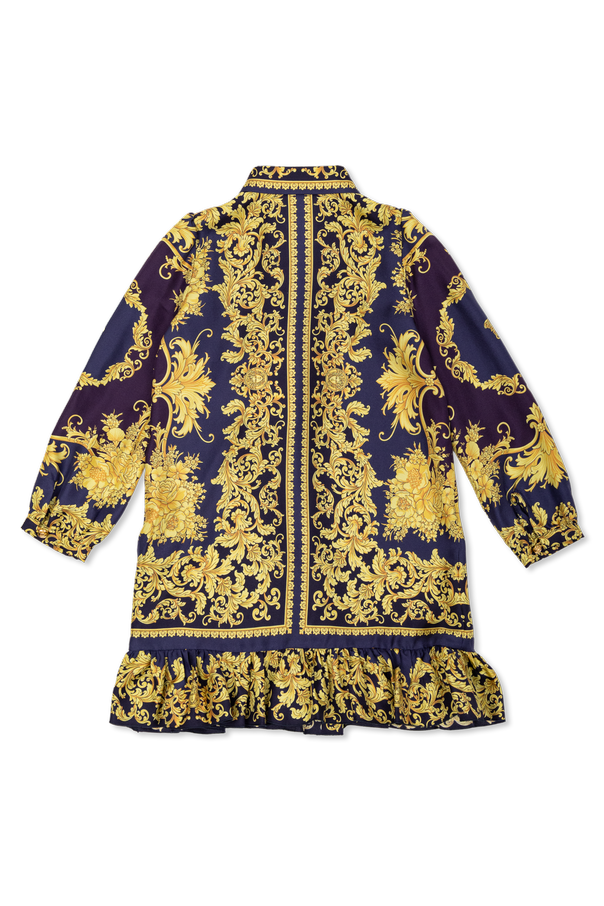 Versace Kids Silk dress with '‘New Barocco’' print